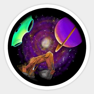 excavator galaxy Sticker